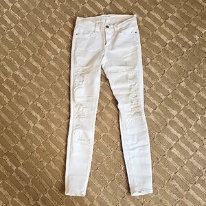 Frame Denim White Distressed Skinny Jeans